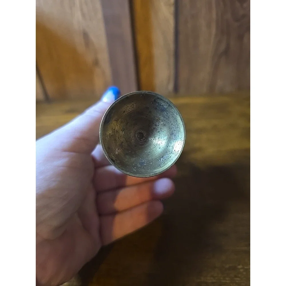Vintage etched brass bud vase, India,‎ scalloped rim